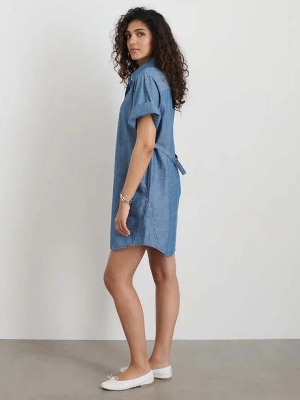 ALEX MILL Julia Denim Chambray Button Down Cotton Mini Shirt Dress Size Small
